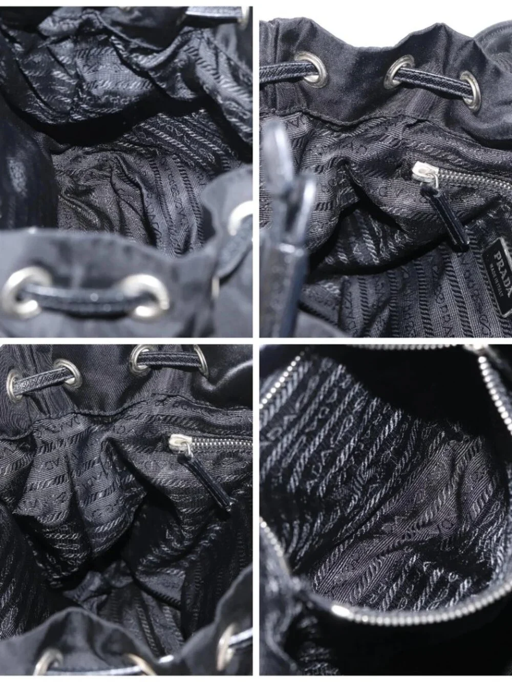 PRADA Shoulder Bag Nylon Black Silver